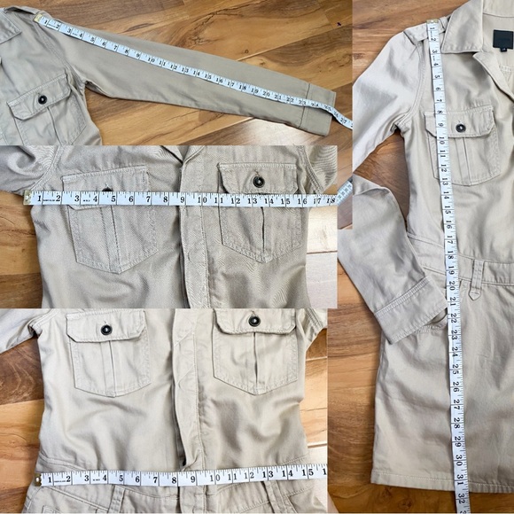 $198‼️Joe’s Jeans Denim Khaki Long Sleeves Collared Romper Military Cargo Safari - Picture 10 of 10